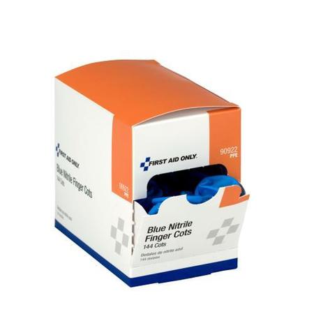 First Aid Only Finger Cots, Nitrile, L, 144 PK, Blue 90922